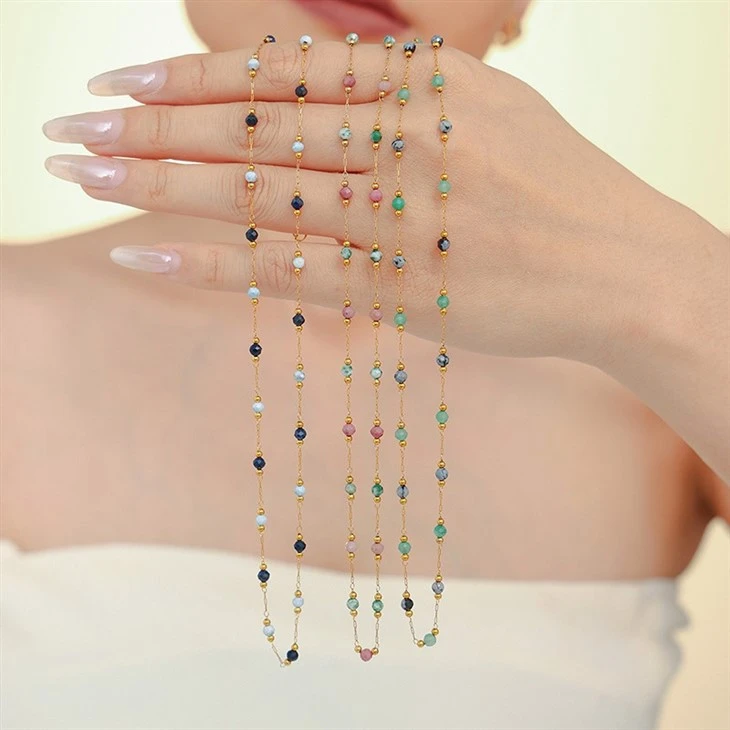 Mixed Natural Stone Beaded Necklace factory