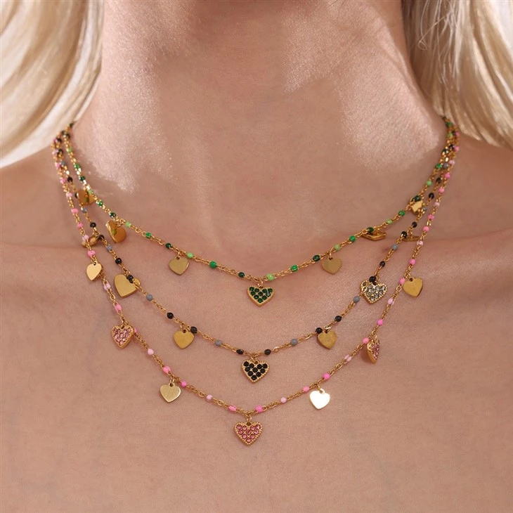 Multi Heart Charm Necklace