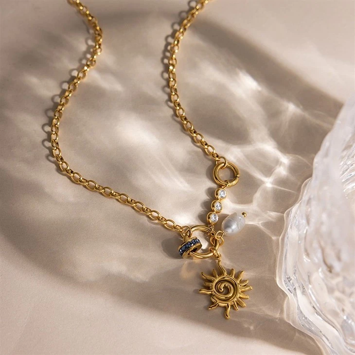 Sun And Freshwater Pearl Charm Necklace price
