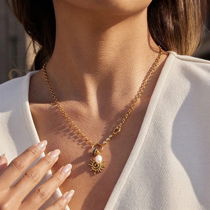 Sun And Freshwater Pearl Charm Necklace factory