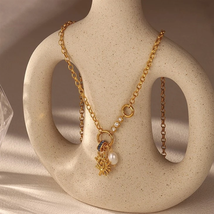 Sun And Freshwater Pearl Charm Necklace high quality