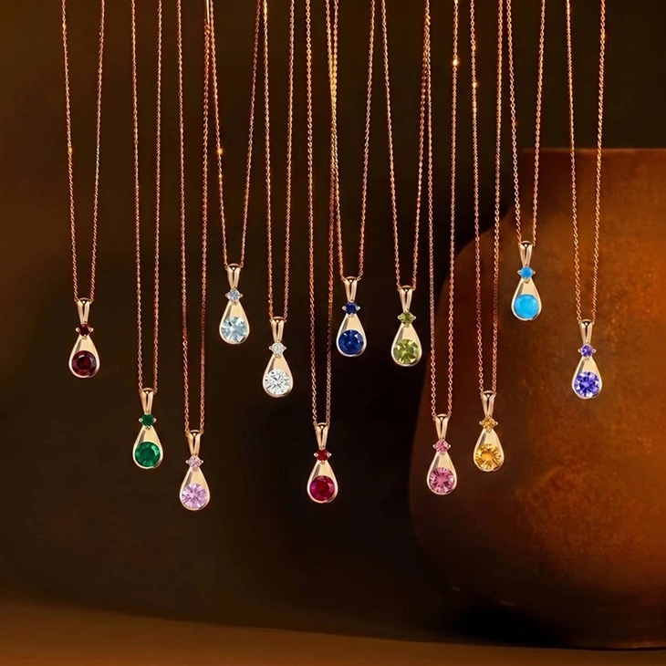 Teardrop Birthstone Charm Necklace suppliers