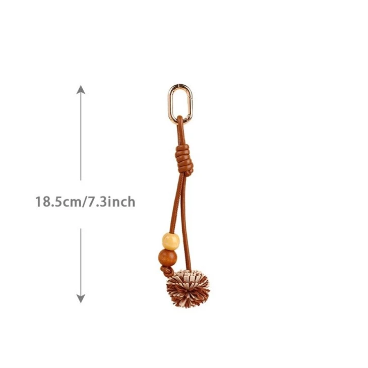 Two-Tone Leather Keychain | Braided Ball Charm For Bag & Car factory