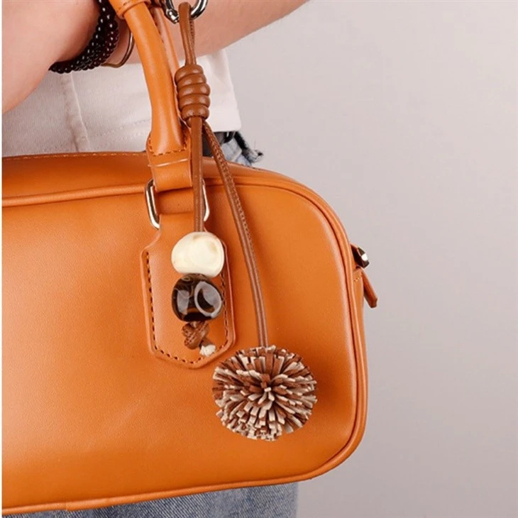 Two-Tone Leather Keychain | Braided Ball Charm For Bag & Car high quality